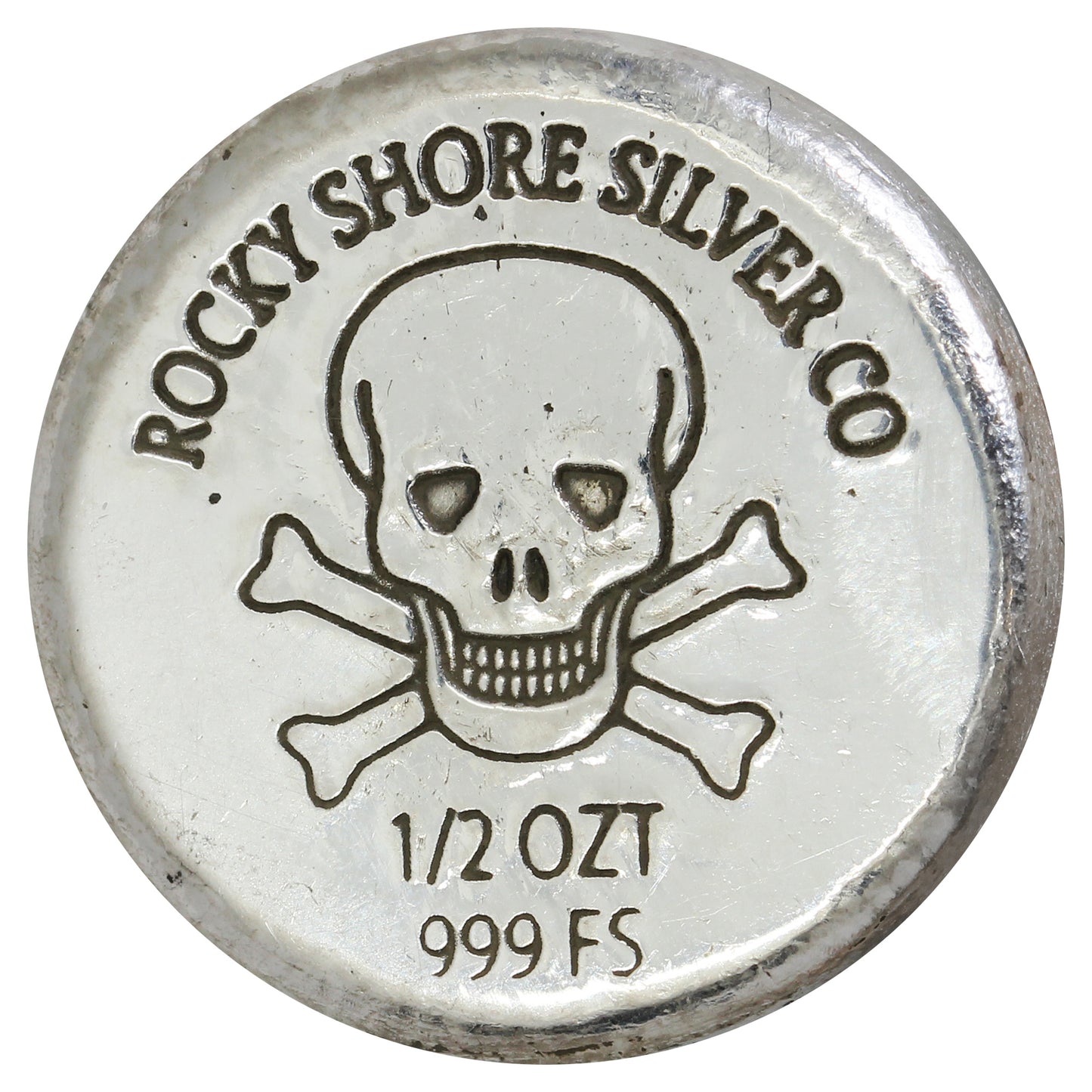 RSSC 1/2oz Antique Skull .999 Fine Silver Round (No Tax) Light Toning