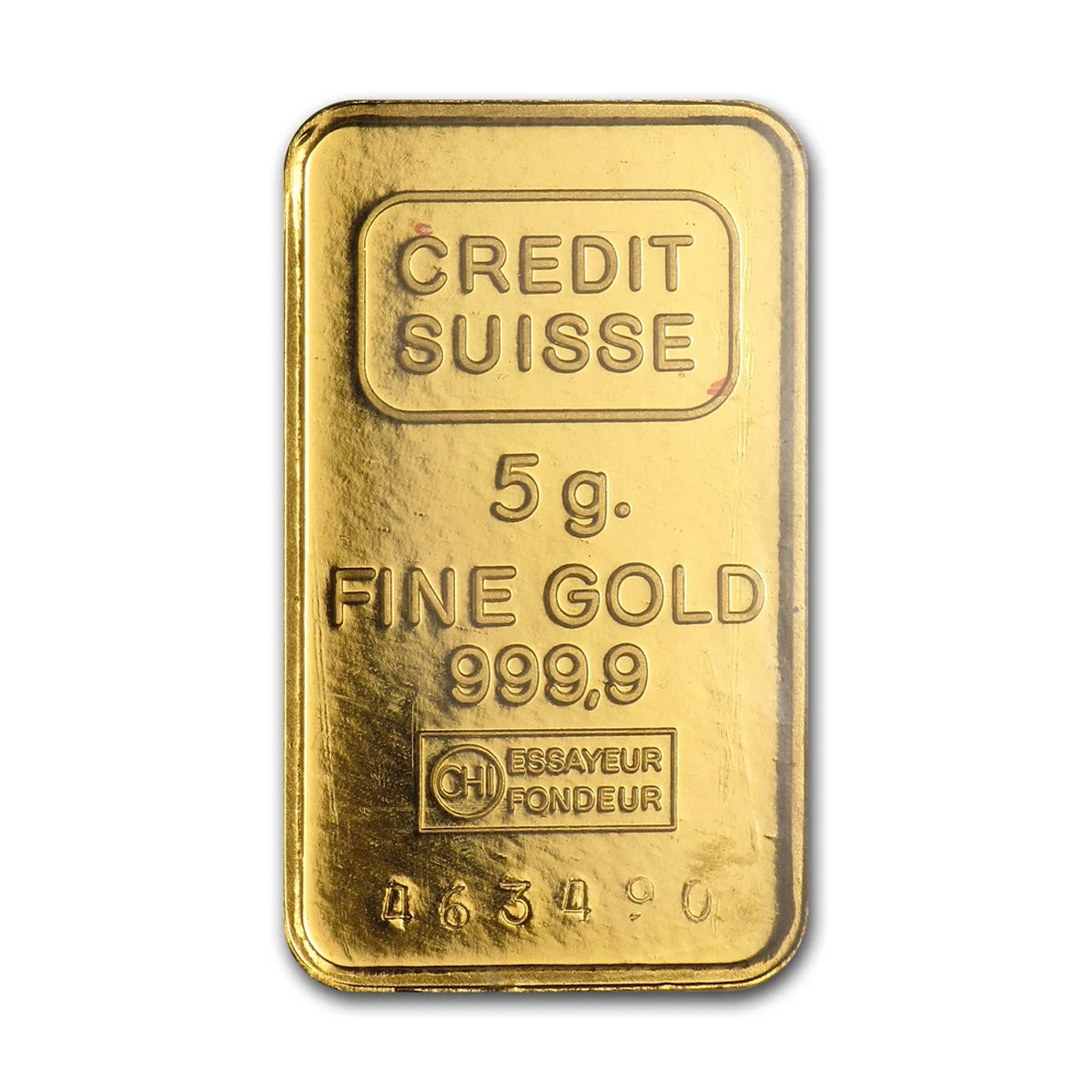 Credit Suisse (Vintage Design) 5g .9998 Fine Gold Bar (No Tax) - Rim Toning