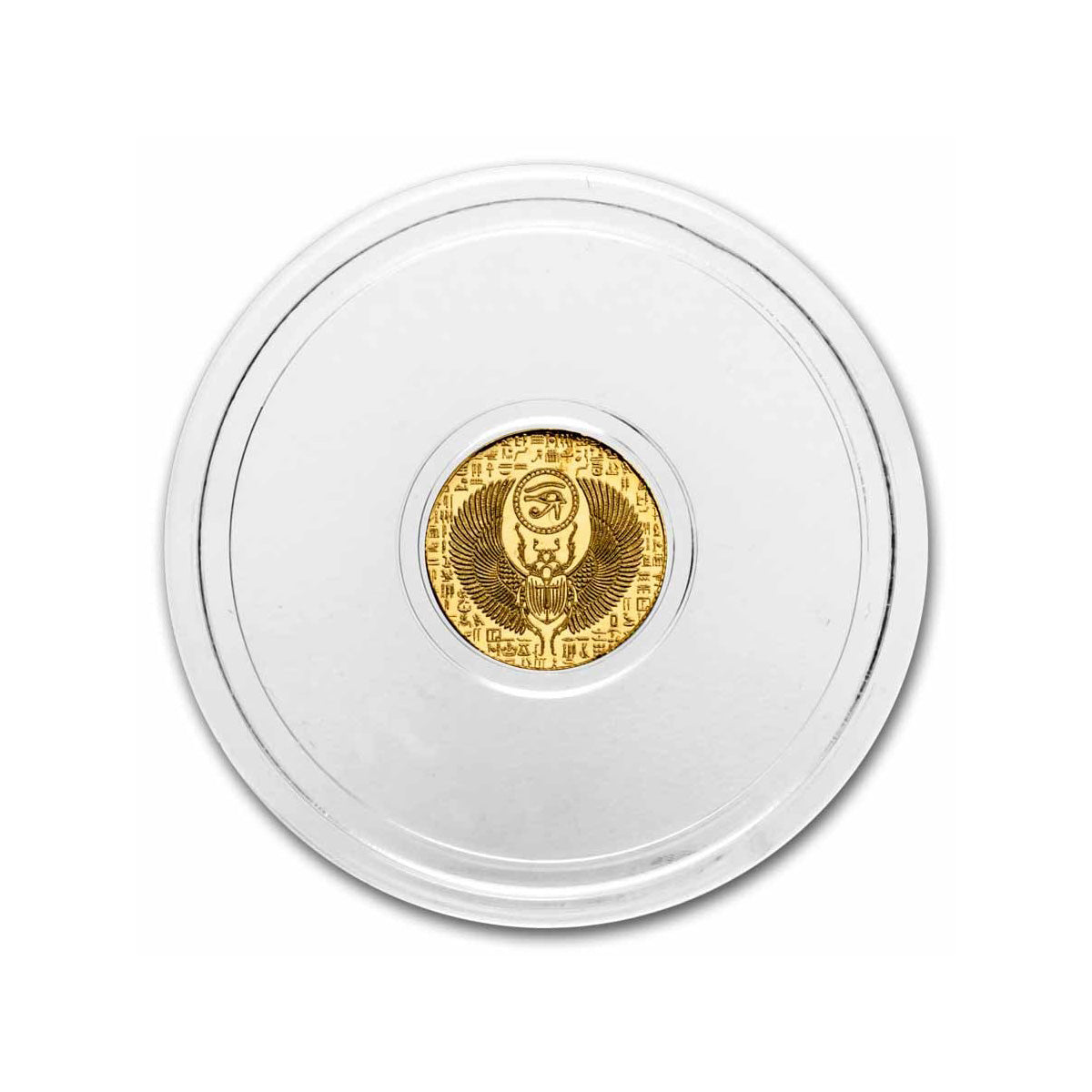 Monarch Egyptian Scarab 1/200oz .999 Fine Gold Round (No Tax) Capsule Scuffed