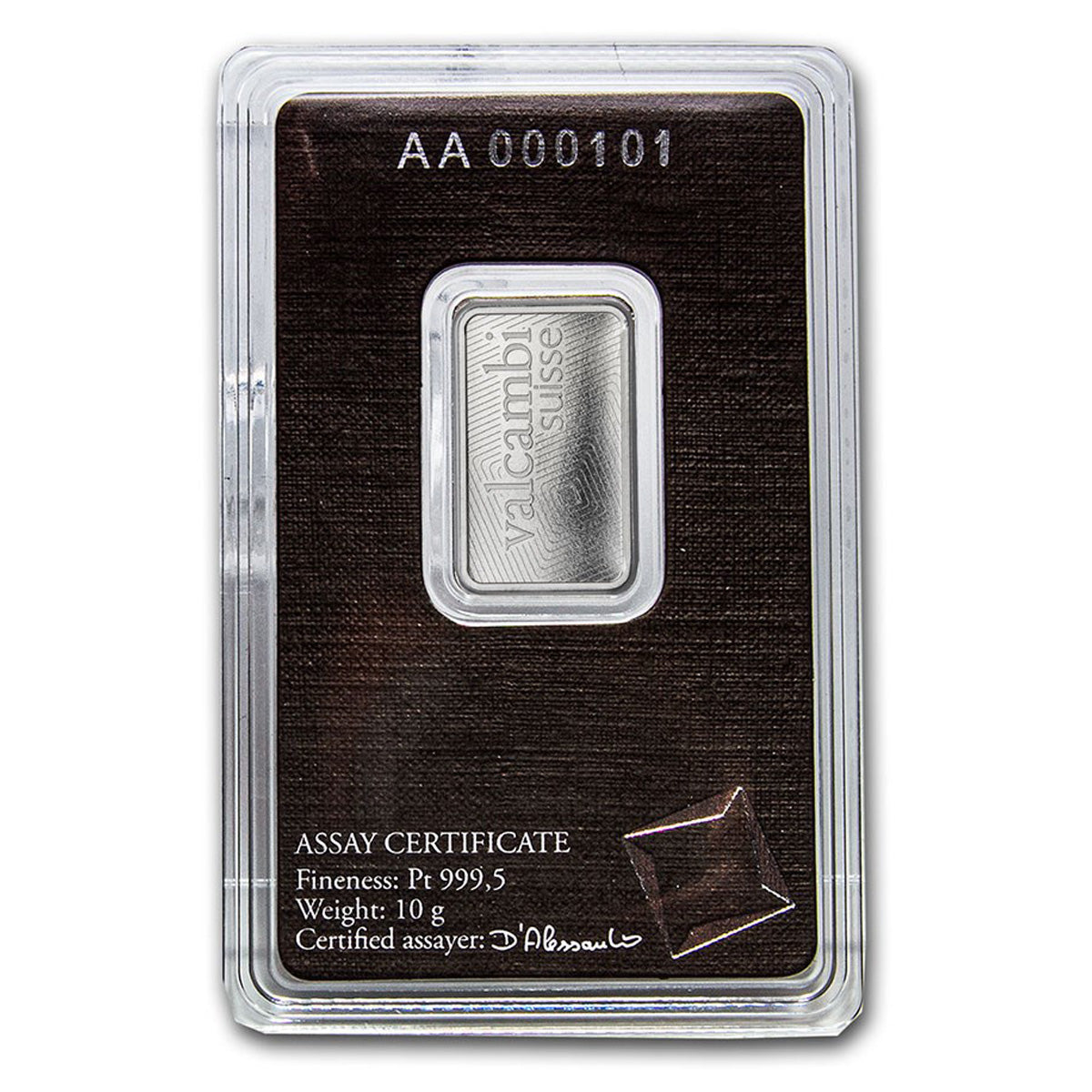 Valcambi Suisse 10g .9999 Platinum Bar in Original Package (No Tax)