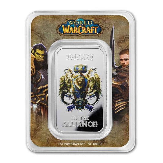 World of Warcraft: Alliance 1oz .999 Silver Bar in Special Card (No Tax)