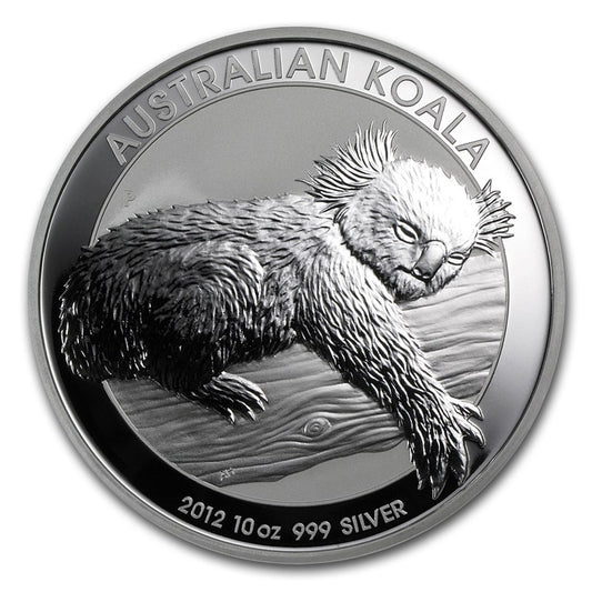 2012 Australia $10 Koala 10oz Silver (No Tax) Capsule Scuffs/Light Toning