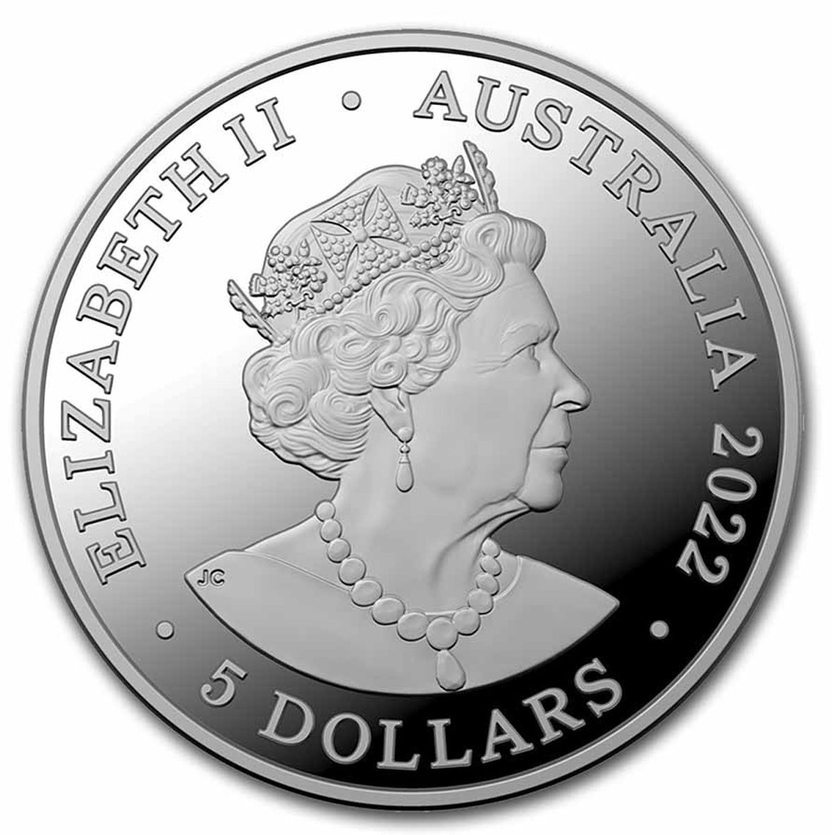 2022 Australia $5 Great White Shark 5oz .999 Silver (No Tax) Tone Spot