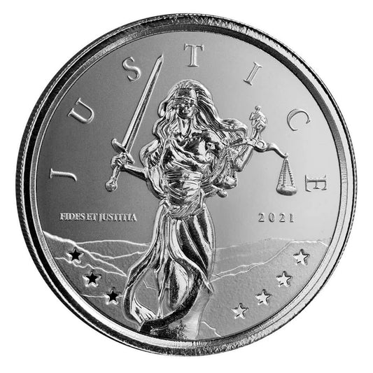 2021 Gibraltar 1-Pound Lady Justice 1oz .999 Fine Silver (No Tax) Coin Scuff/Light toning