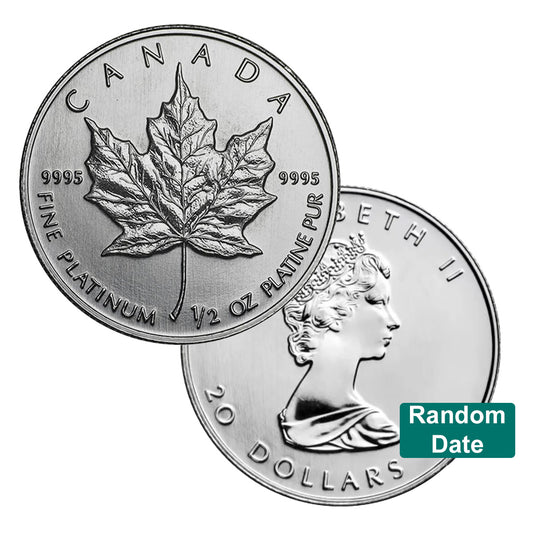 Random Date $20 1/2oz Platinum Maple Leaf SEALED (No Tax) No CREDIT CARD OR PAYPAL.