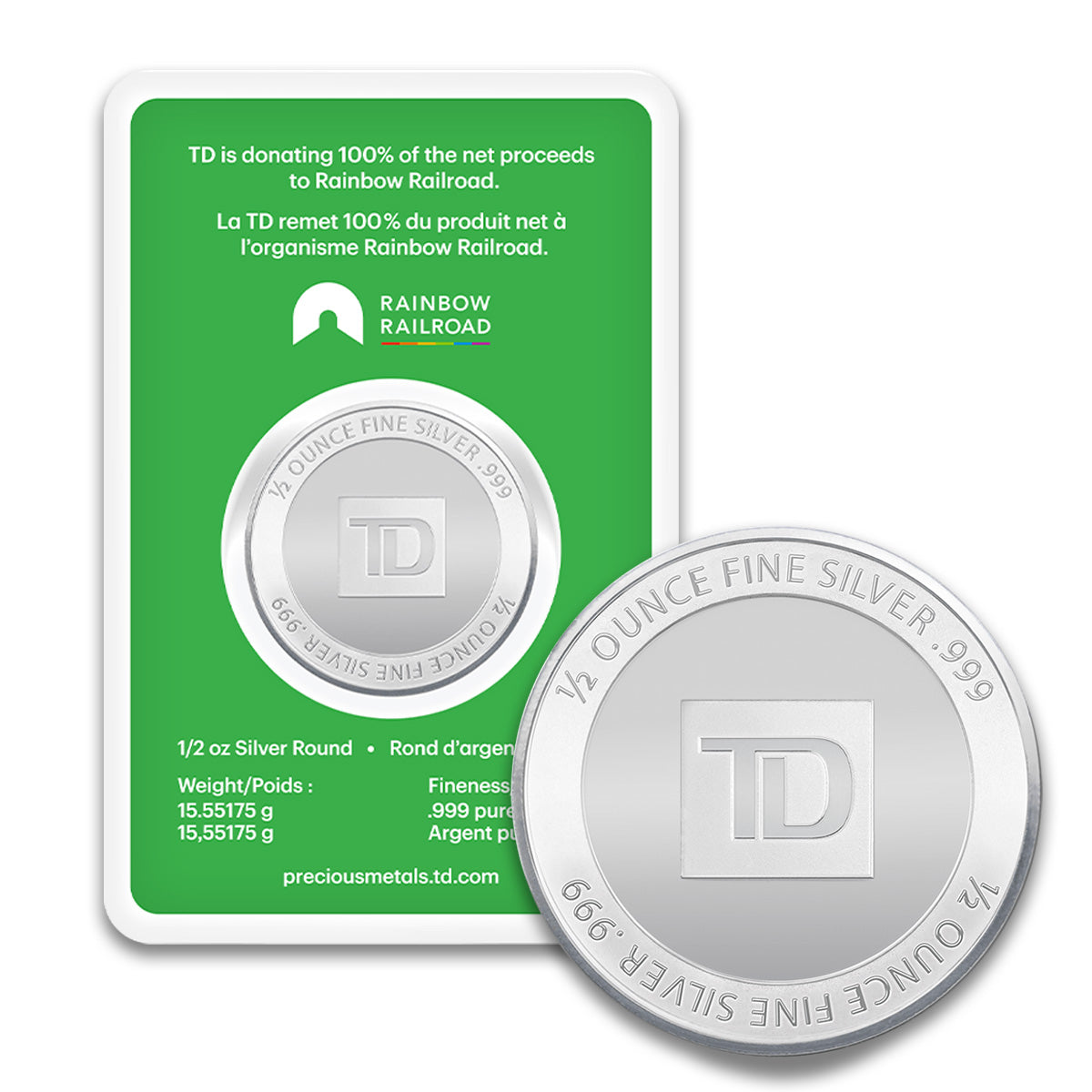 TD Bank Pride 1/2oz .999 Fine Silver Round (TAX Exempt) Holder Scratched