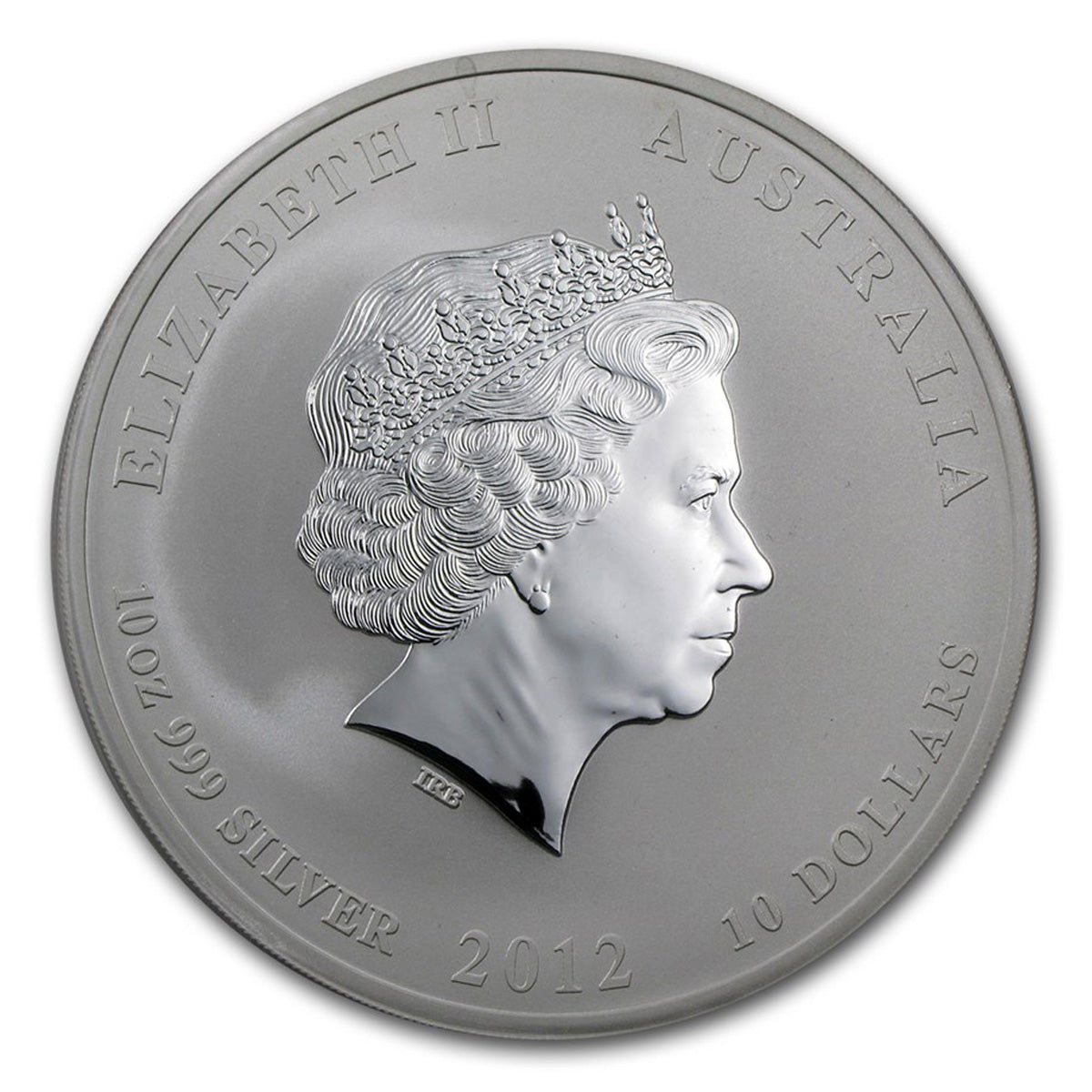 2012 Australia $10 Year of the Dragon 10oz Silver (No tax) Hairline Scr on Capsule