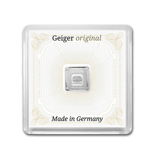 Geiger Edelmetalle 1g Silver Bar in Capsule (No Tax) Toning/Scuff Cap.