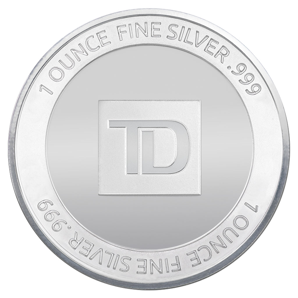 TD Bank 1oz .999 Silver Round (No Tax) Lightly Toned/Scratched