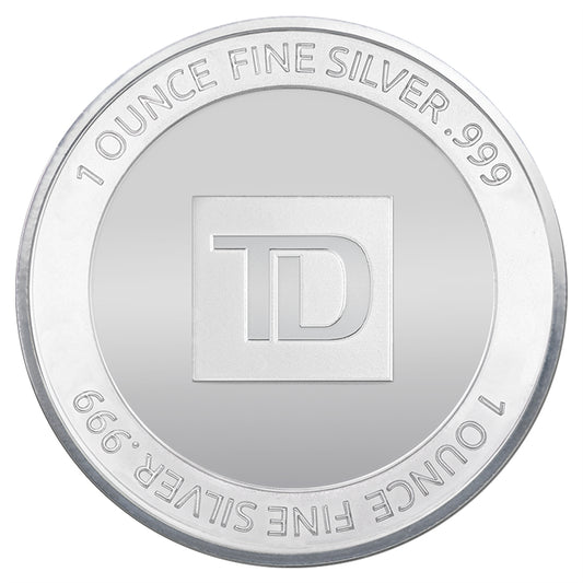 TD Bank 1oz .999 Silver Round (No Tax) Lightly Toned/Scratched