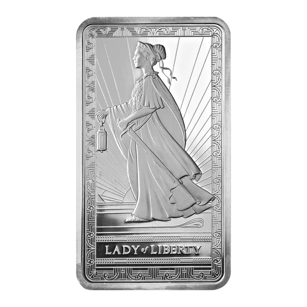 PAMP Lady of Liberty 10oz .999 Silver Bar (No Tax) Light Toned