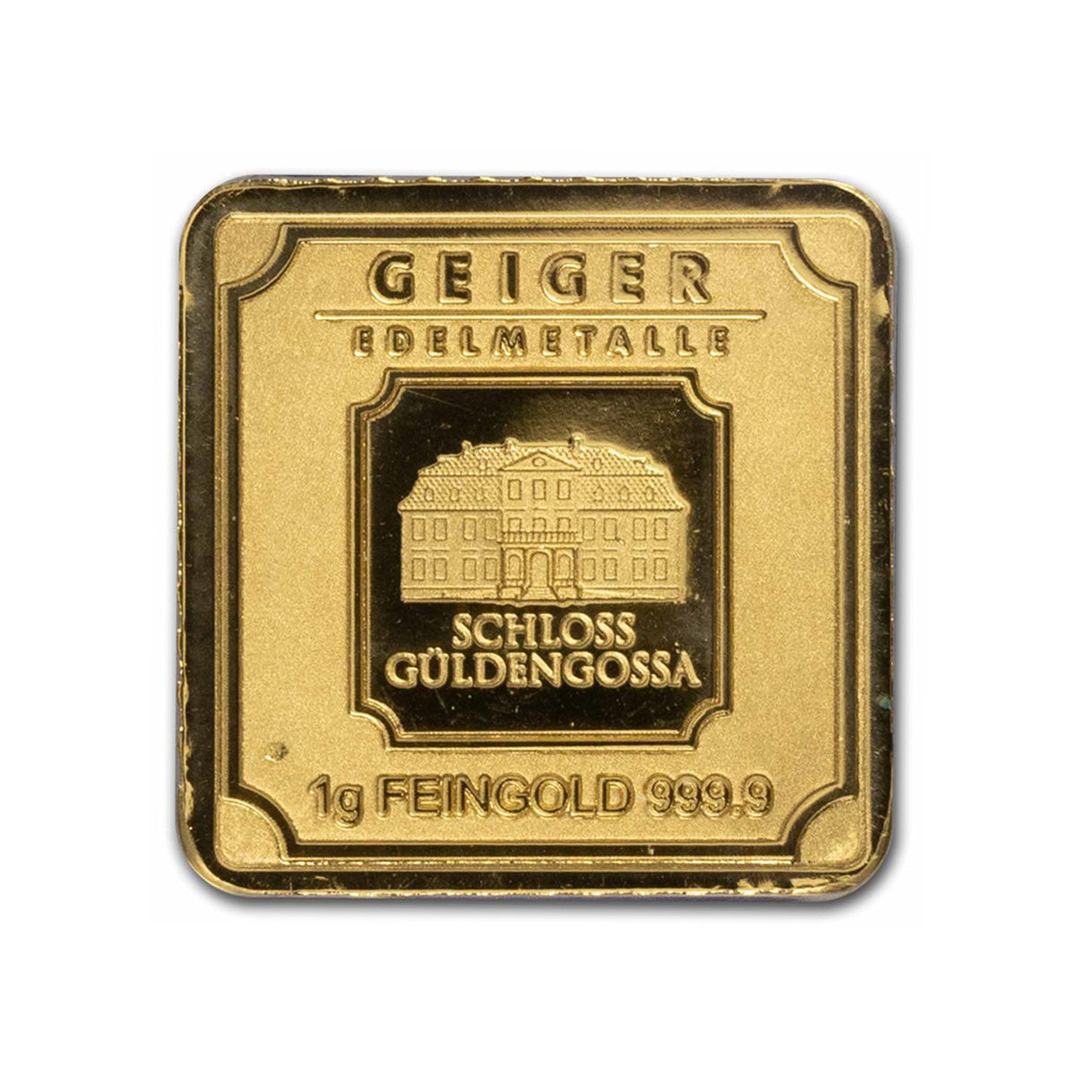 Geiger Edelmetalle 1g .9999 Gold Square Bar in Capsule (No Tax) Scuffed Capsule