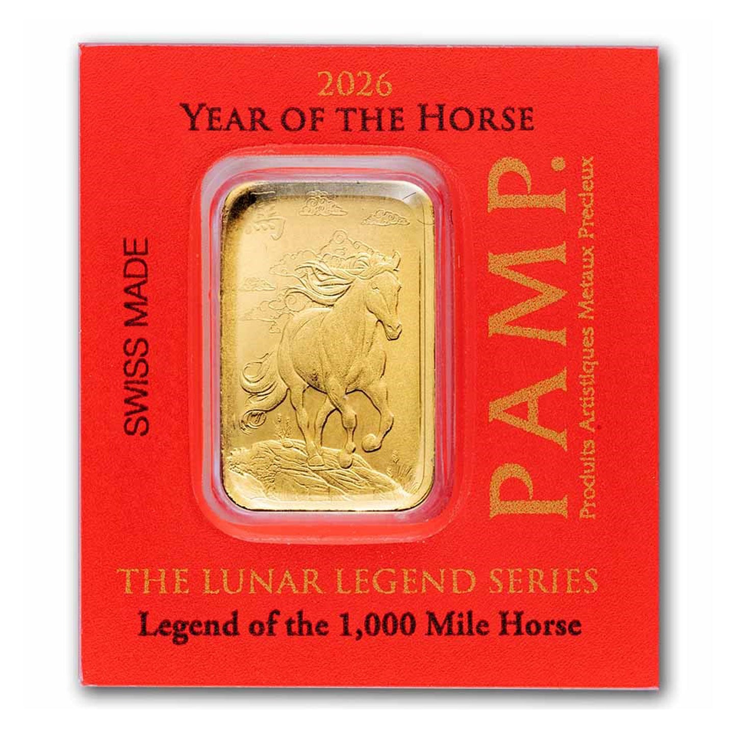PAMP (2026) Lunar Year of the Horse 1 gram Gold Bar in Assay (No Tax)