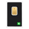TD Bank 2.5g 9999 Fine Gold Bar (No Tax) Marks on Packaging