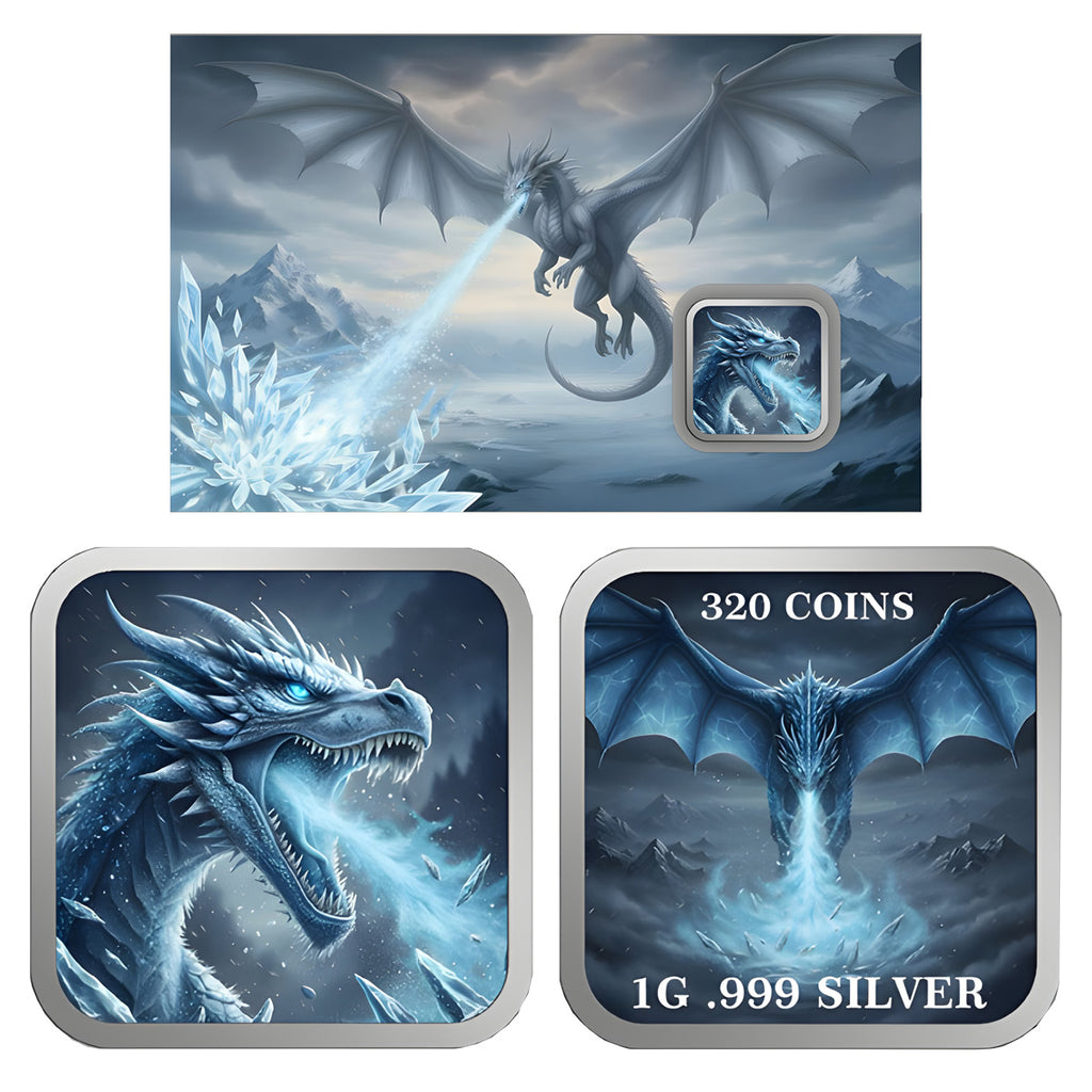 Ice Dragon 1 GRAM .999 Fine Silver Bar in Card (No Tax)