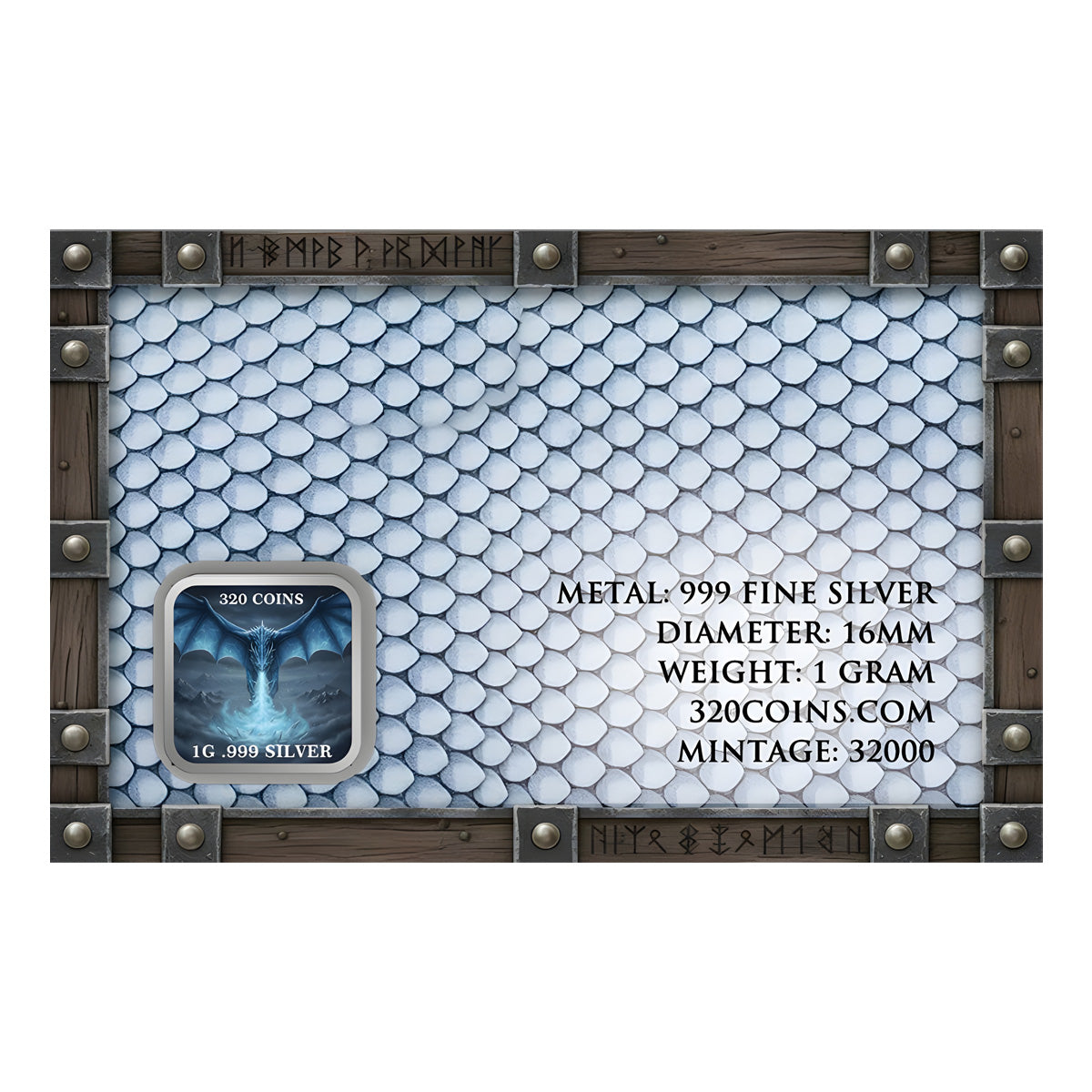 Ice Dragon 1 GRAM .999 Fine Silver Bar in Card (No Tax)