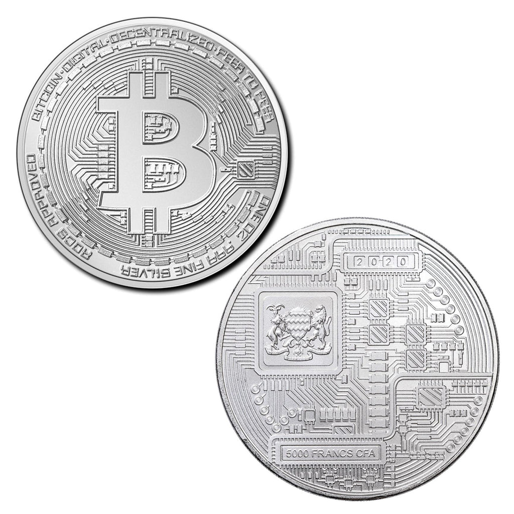 2020 Chad 5,000 Francs Bitcoin 1oz. Silver Coin (No Tax) Flaws