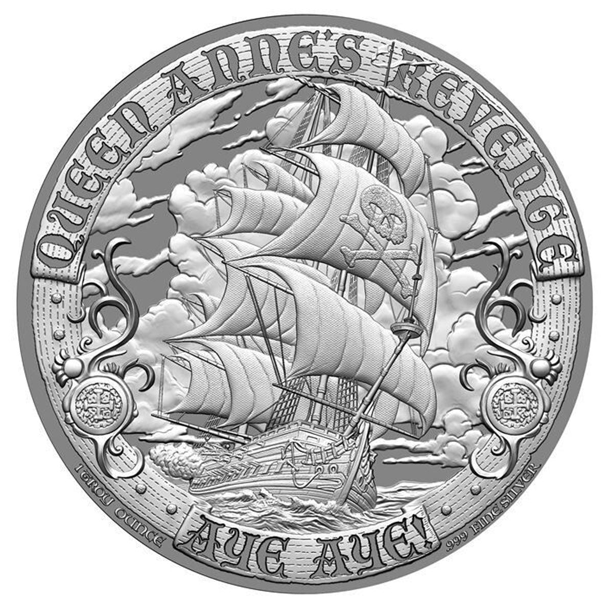 Blackbeard (Queen Anne's Revenge) 1oz .999 Silver Round (No Tax)