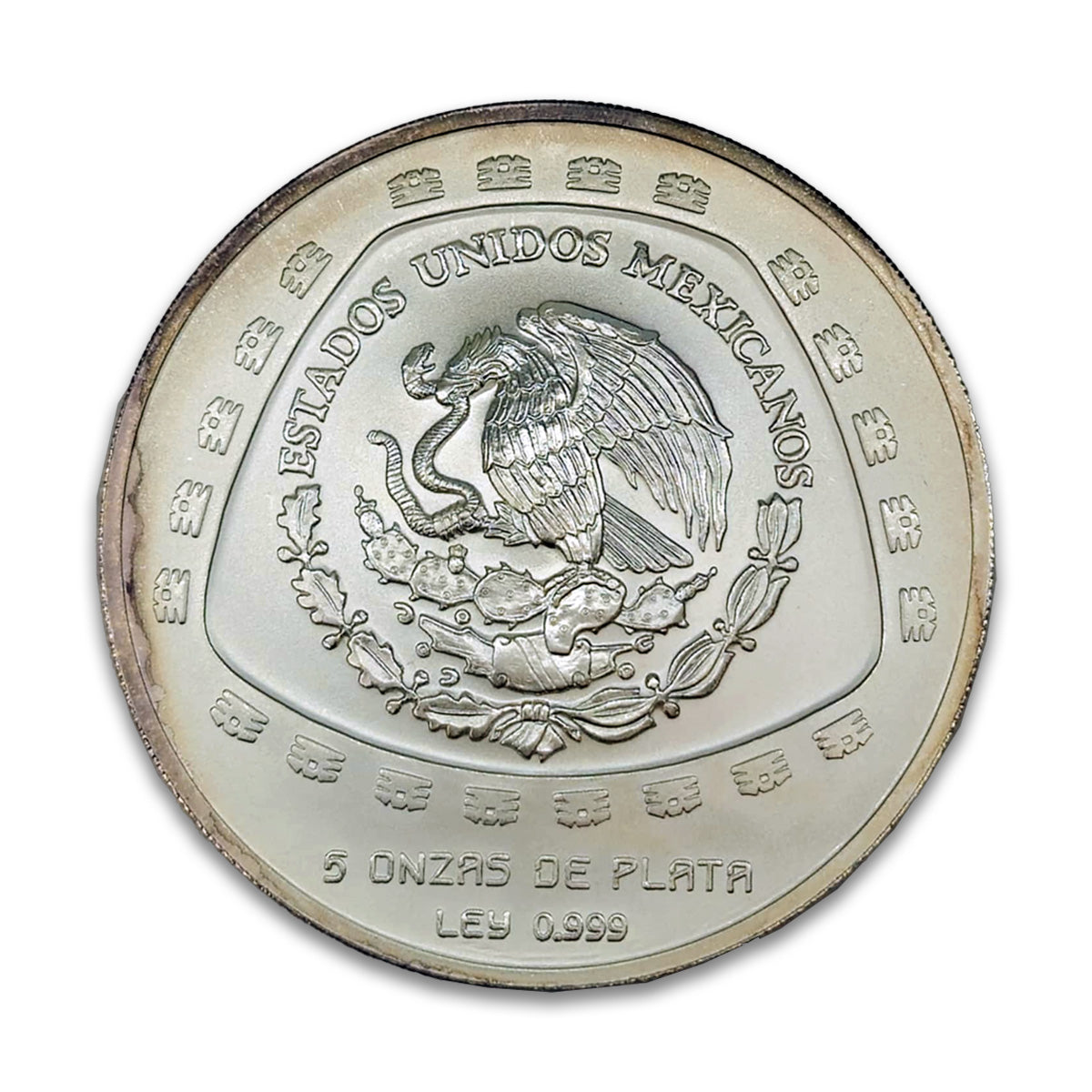 1998 Mexico 10 Pesos Atlantes 5oz .999 Silver (No Tax) Toning