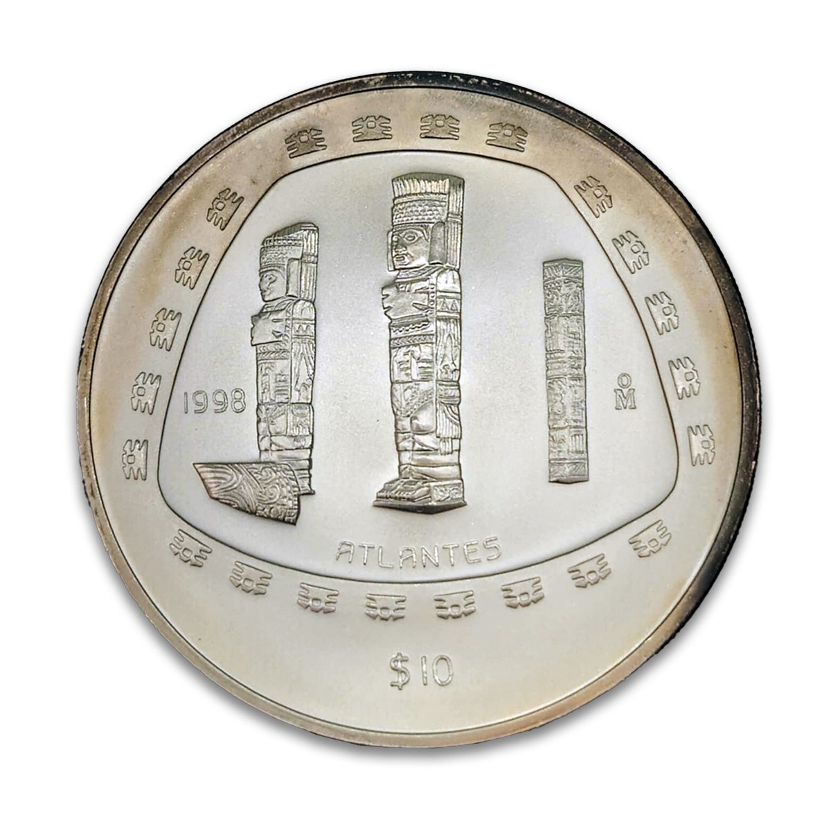 1998 Mexico 10 Pesos Atlantes 5oz .999 Silver (No Tax) Toning