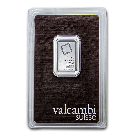 Valcambi Suisse 5g .9999 Platinum Bar in Original Package (No Tax)