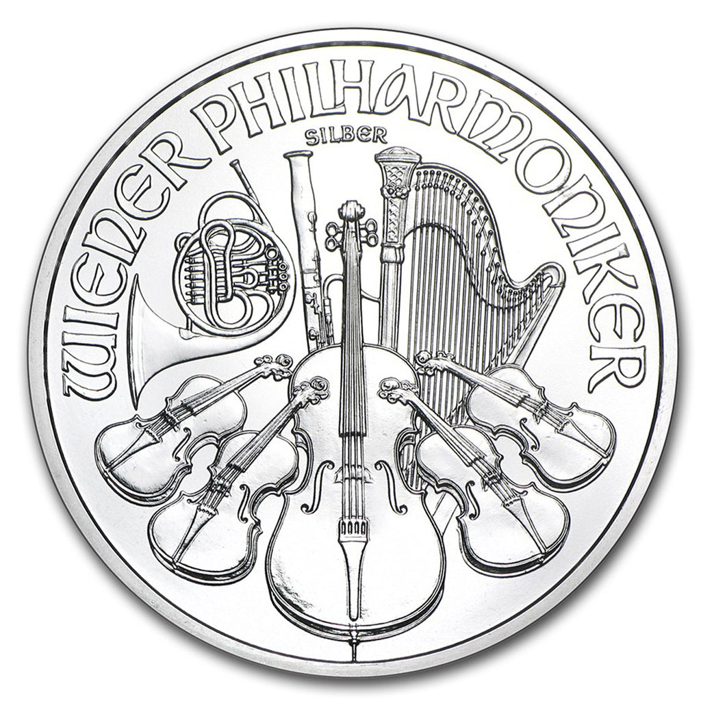 2013 Austria 1.50 Euro Philharmonic 1oz .999 Fine Silver (No Tax) Lightly Toned