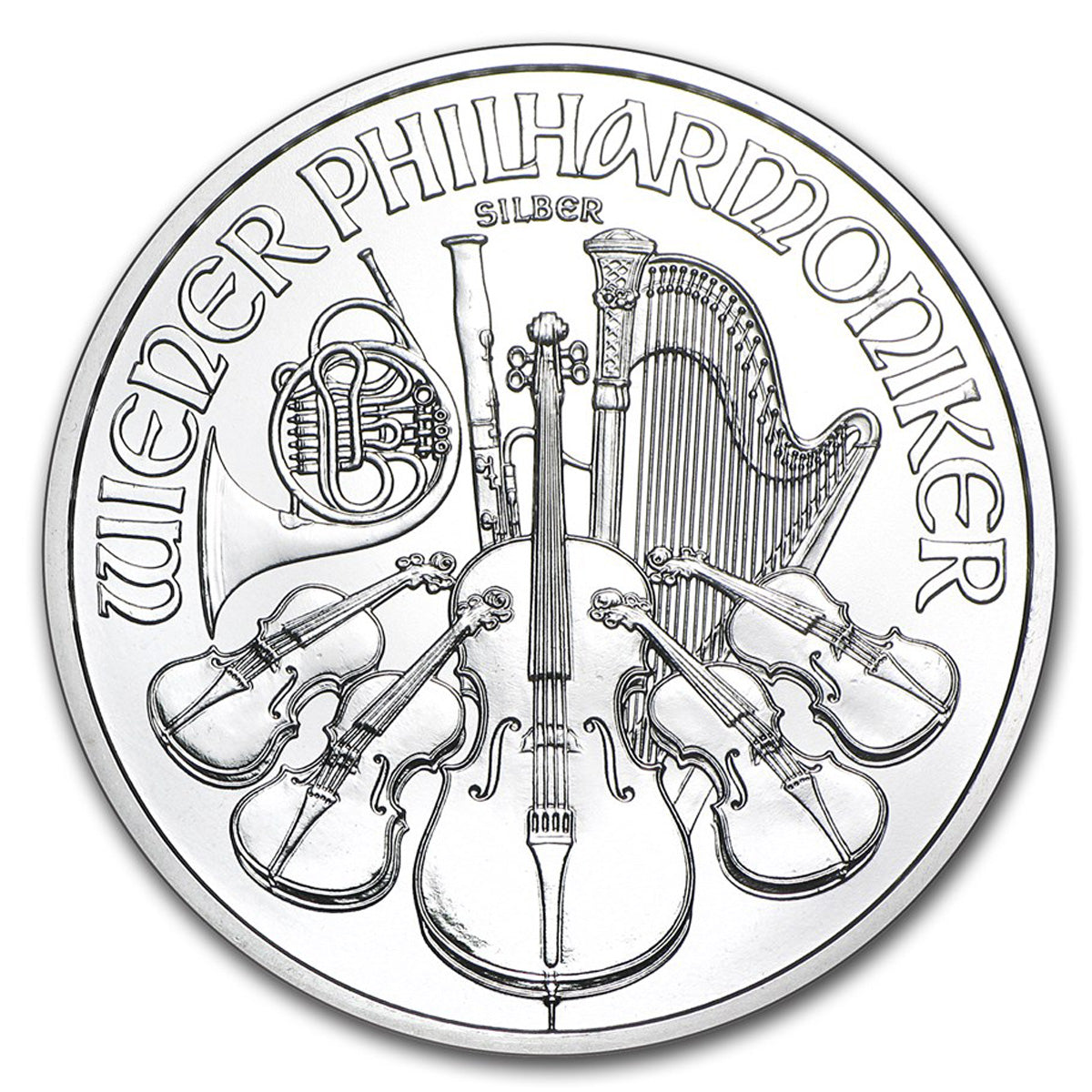 2013 Austria 1.50 Euro Philharmonic 1oz .999 Fine Silver (No Tax) Lightly Toned