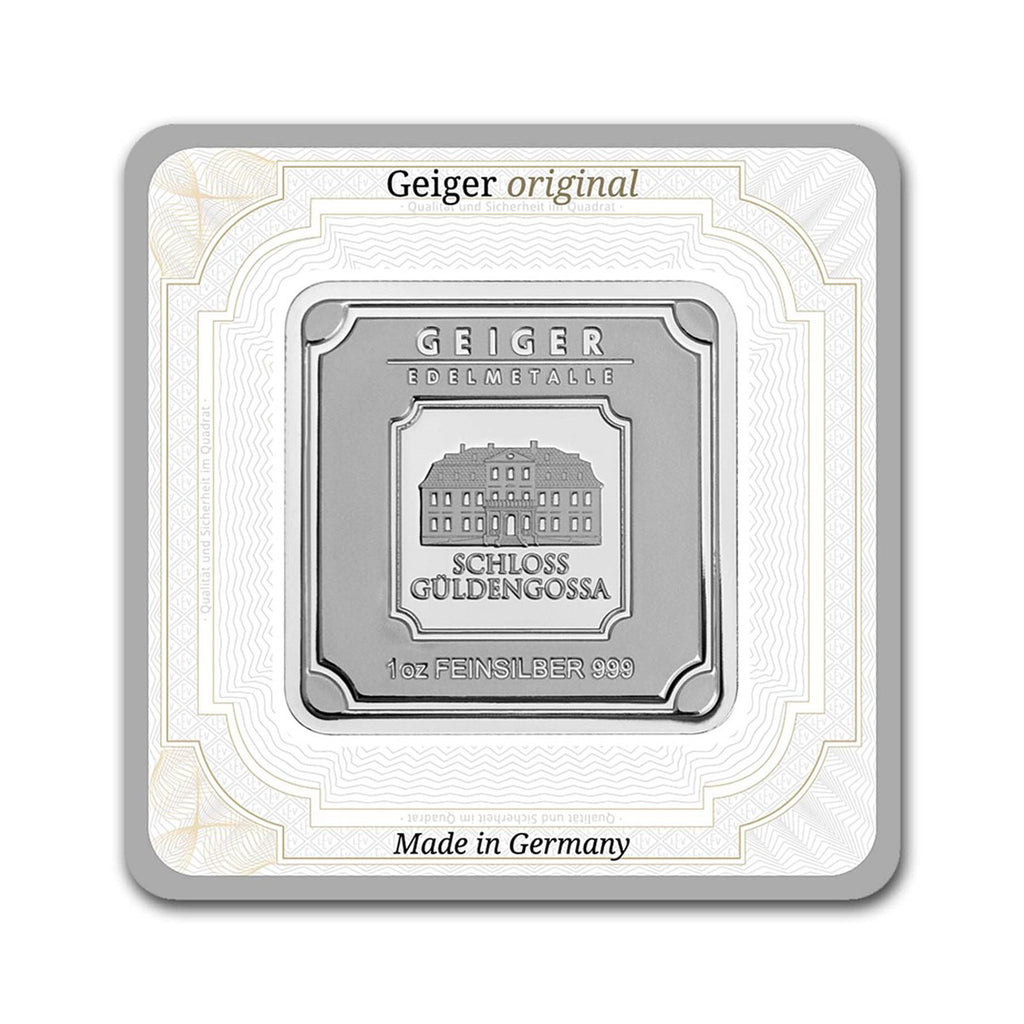 Geiger Edelemetalle 1oz Silver Bar in Capsule (No Tax) Light toning