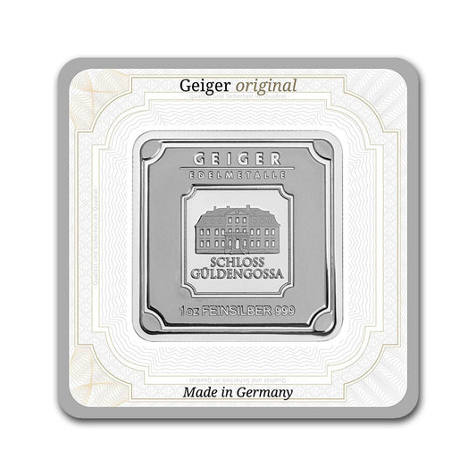 Geiger Edelemetalle 1oz Silver Bar in Capsule (No Tax) Light toning