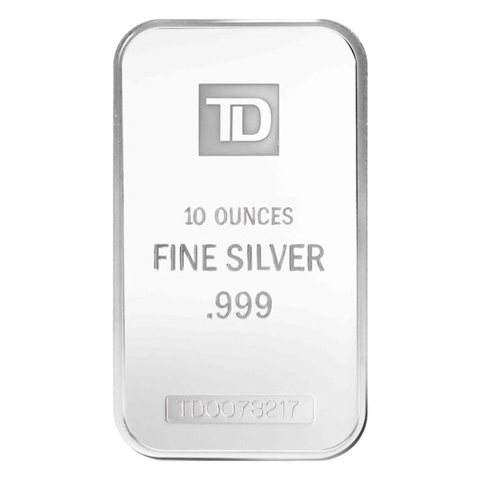 TD Bank 10oz .999 Silver Bar (No Tax) May be Lightly Toned