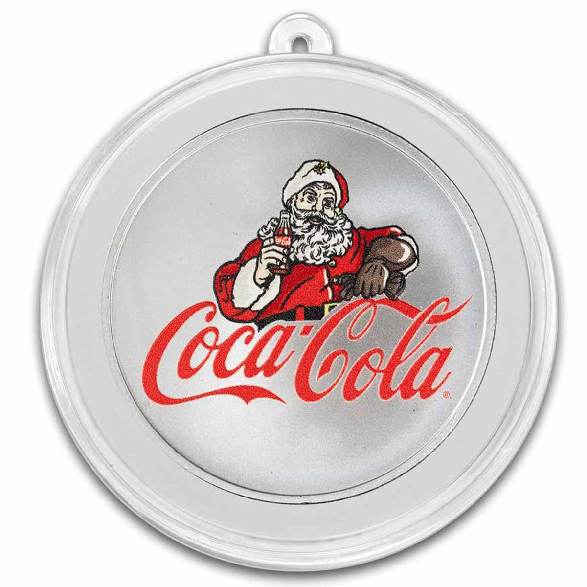 Coca-Cola® Colourized Holiday Ornament 1oz .999 Silver Round (No Tax)