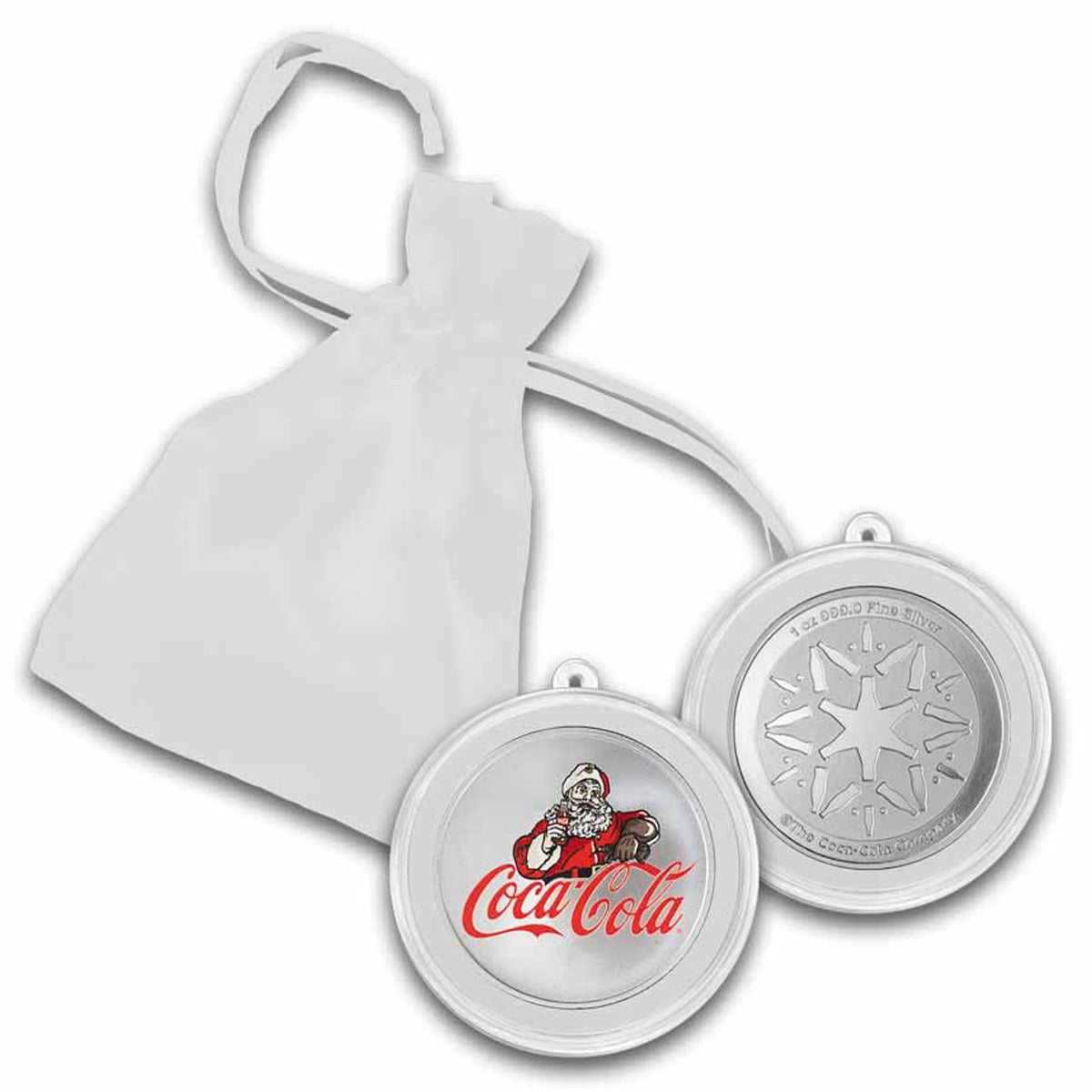 Coca-Cola® Colourized Holiday Ornament 1oz .999 Silver Round (No Tax)