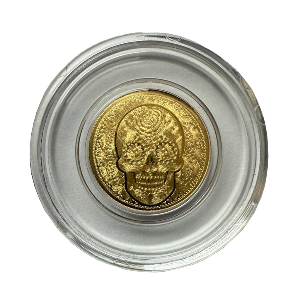 MPM Special Ed. Day of the Dead Rose Skull 1/100th Gold Round (No Tax) Cap. scuffed
