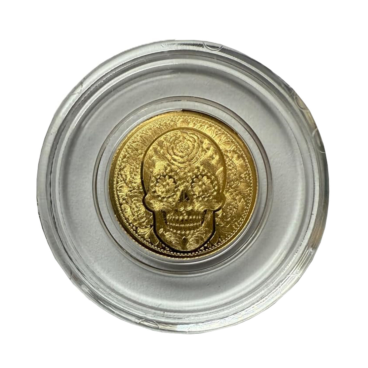 MPM Special Ed. Day of the Dead Rose Skull 1/100th Gold Round (No Tax) Cap. scuffed