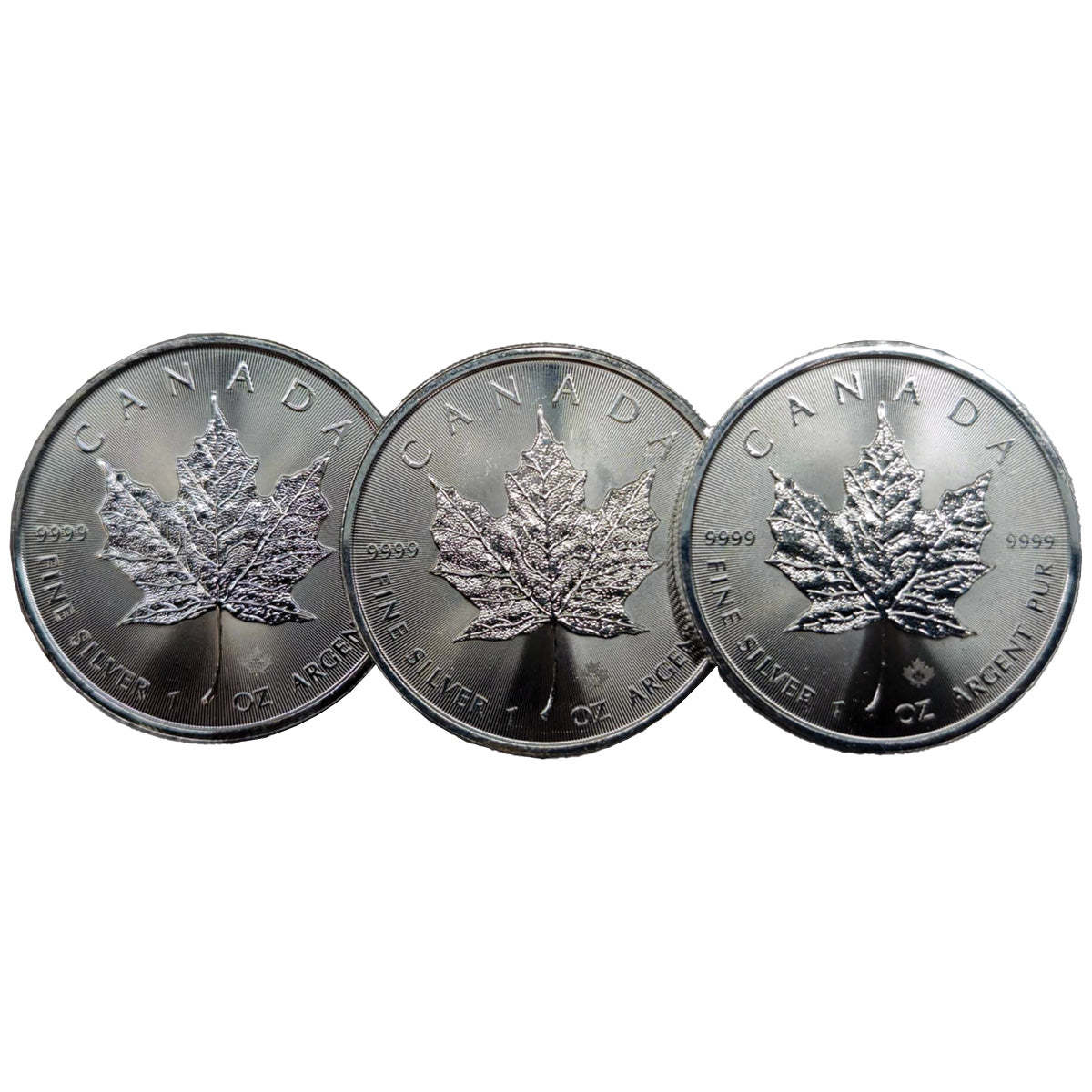 Lot of 3x 2022, 2024 & 2026 Canada 1oz Silver Maple Leafs. 3pcs (No Tax) Flaws