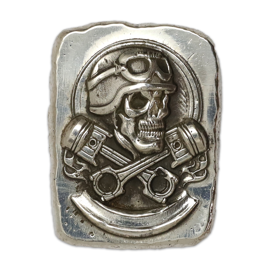RSSC 1oz Skull Biker Bar .999 Fine Silver (No Tax)