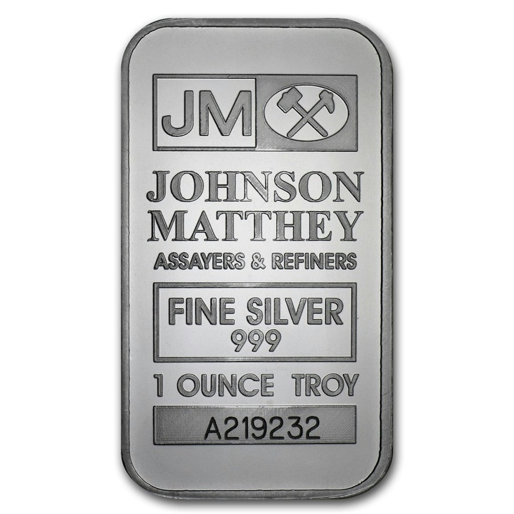 JM Johnson Matthey 1oz. .999 Fine Silver Bar (No Tax) Sealed