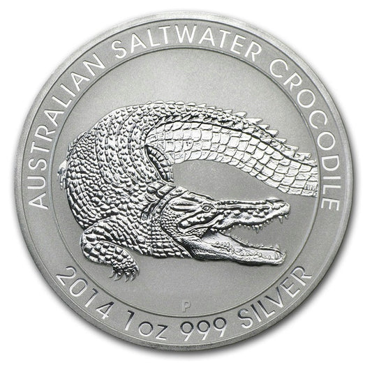 2014 Australia $1 Saltwater Crocodile 1oz Silver (No Tax) Rim/Edge Toning