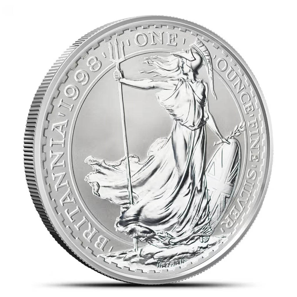 1998 Great Britain £2 Britannia 1oz .958 Fine Silver, SEALED (worn seal)