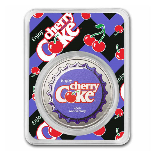 Coca-Cola® Colourized Cherry Coke® 1oz Silver Round in Special Card (No Tax)