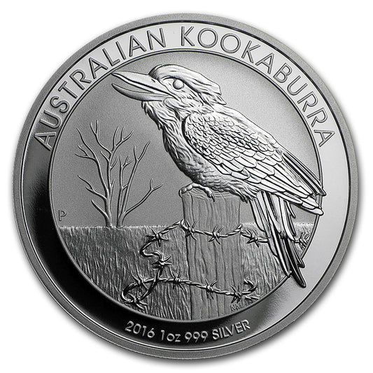 2016 Australia $1 Kookaburra 1oz Silver (No Tax) Light Toning/COIN ONLY
