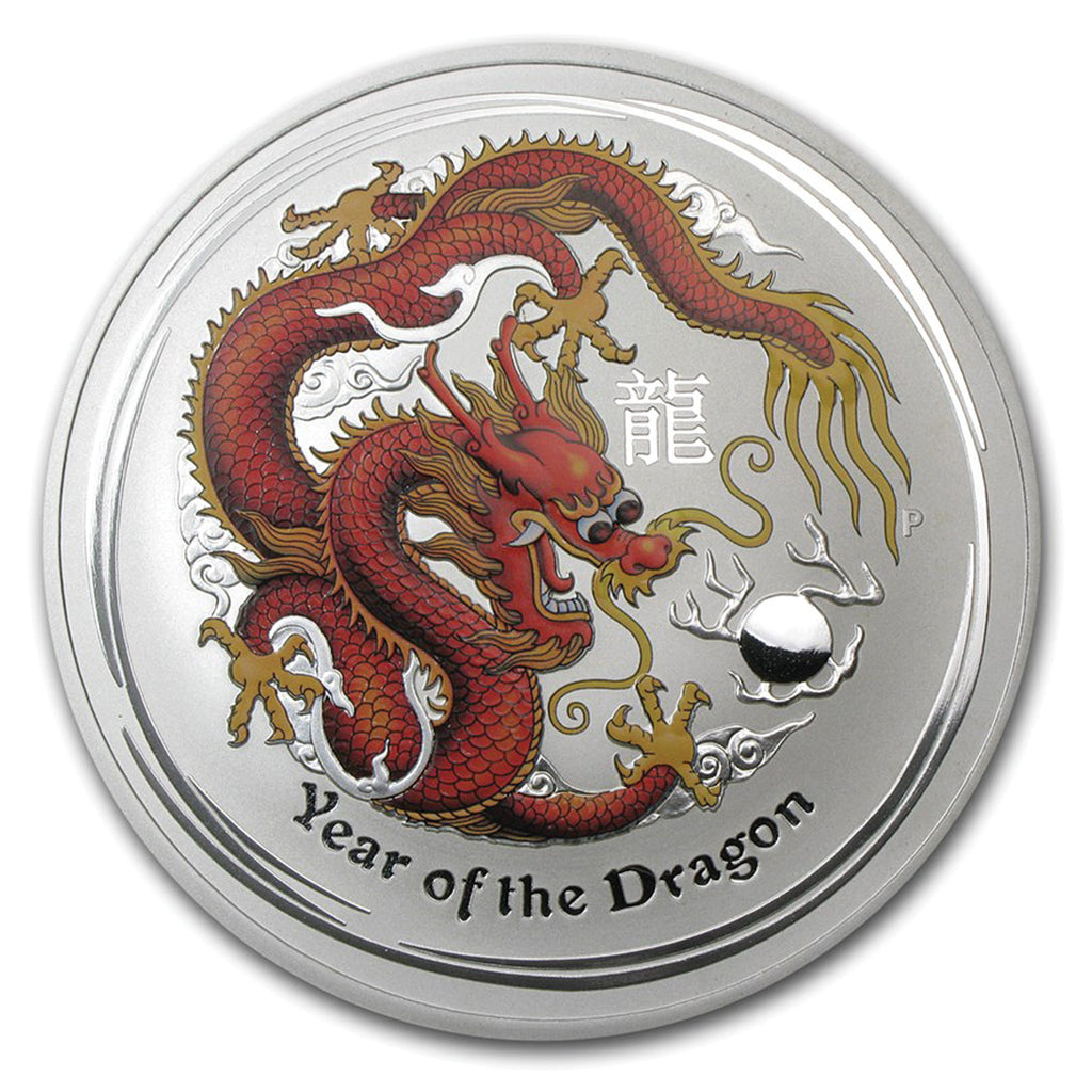2012 Australia $10 Coloured Year of the Dragon 10oz Silver (No tax) Flaws
