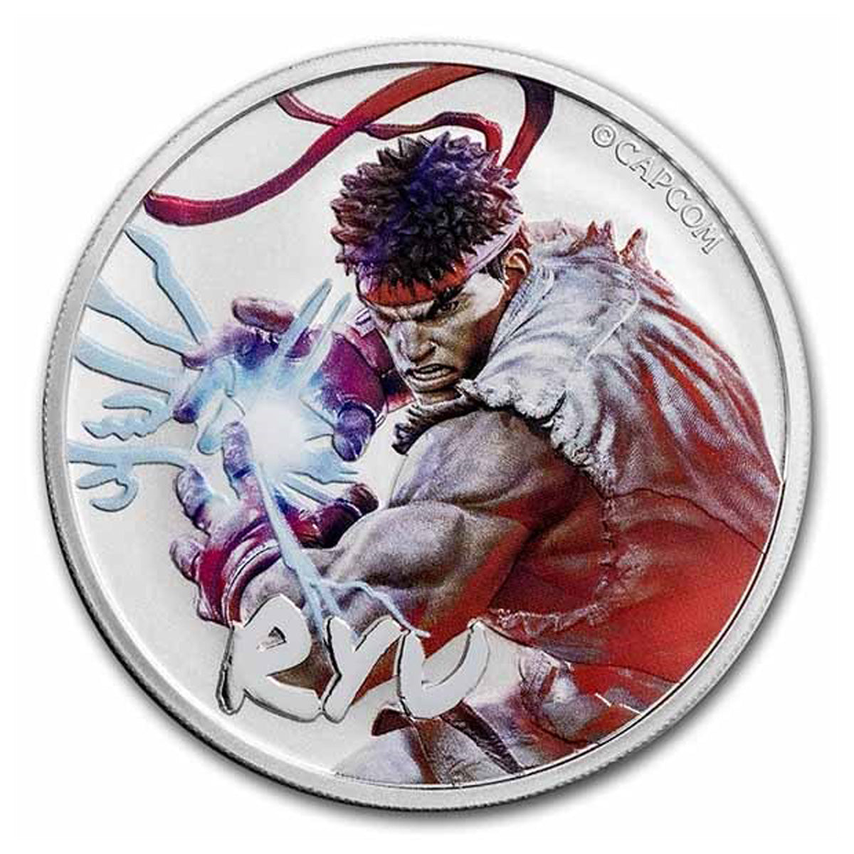 2022 Tuvalu $1 Coloured Street Fighter: Ryu 1oz. .9999 Silver Coin (No ...