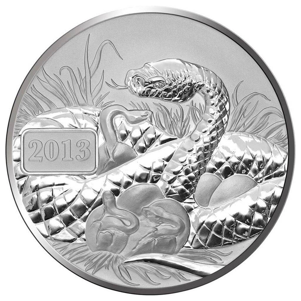 2013 Tokelau $5 Year of the Snake 1oz Silver Reverse Proof (No Tax) Capsule Scr/Scuff