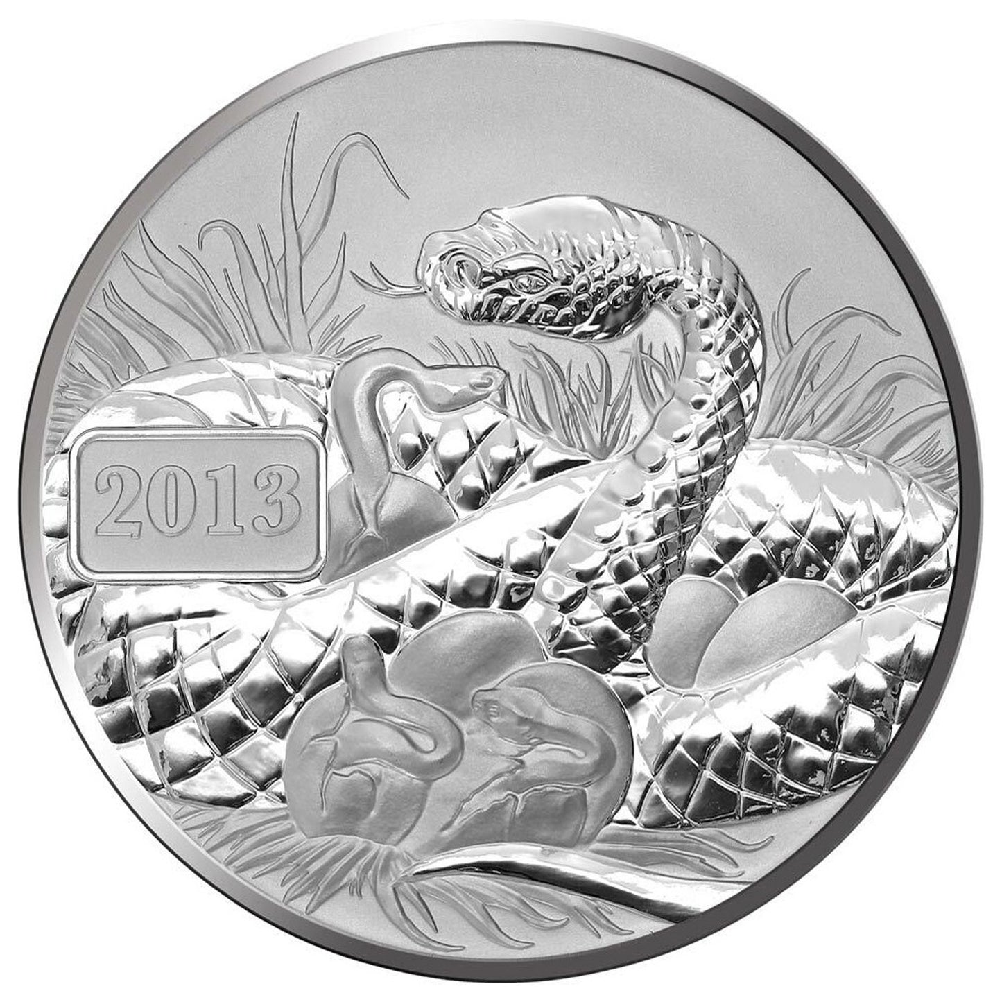 2013 Tokelau $5 Year of the Snake 1oz Silver Reverse Proof (No Tax) Capsule Scr/Scuff