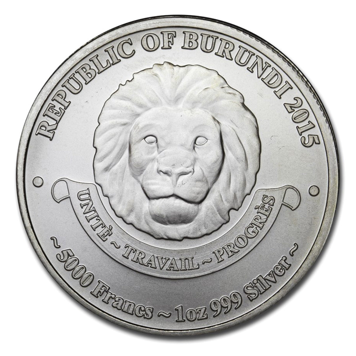 2015 Burundi 5000 Francs African Lion 1oz .999 Fine Silver (No Tax) Rim/Edge Scuffs