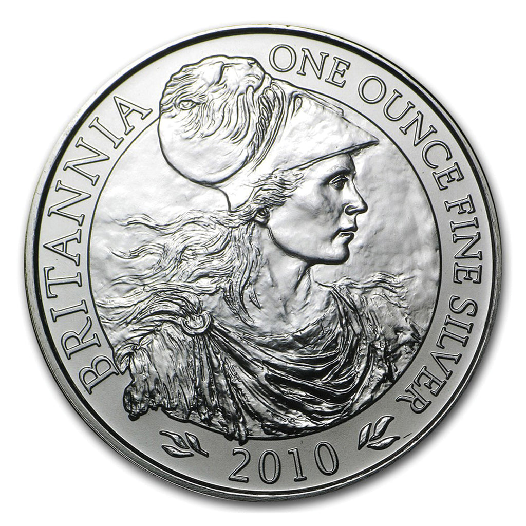 2010 Great Britain £2 Britannia 1oz .958 Fine Silver (White Tone Spots) No Tax