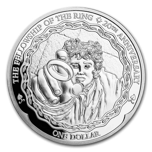 2021 $1 20th Ann. Lord of the Rings: Frodo 1oz Silver (No Tax) COIN ONLY