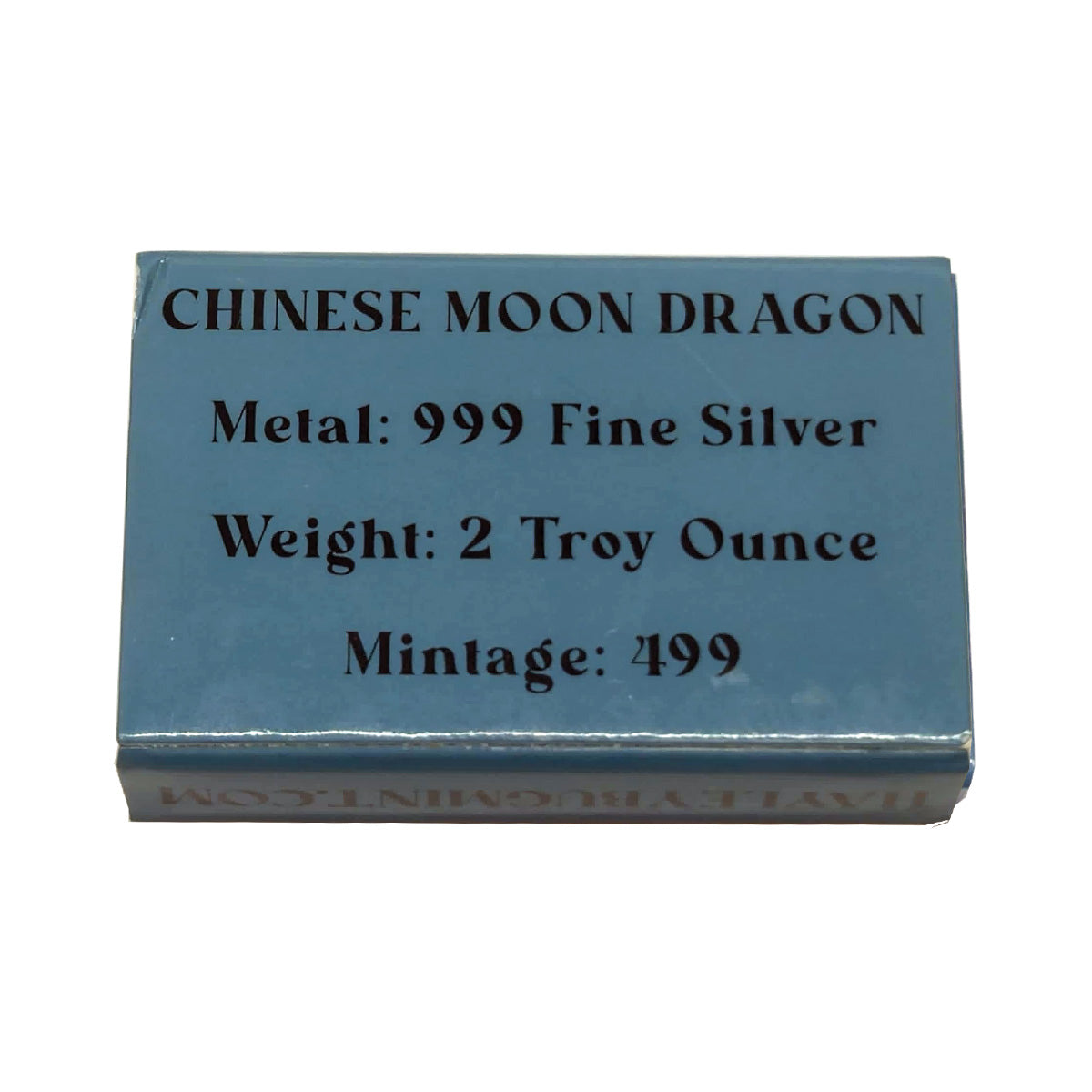 Chinese Moon Dragon 2oz .999 Silver Art Bar (No Tax) #76 of 499 Minted!