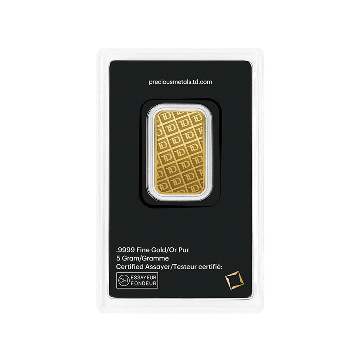 TD Bank 5g .9999 Gold Bar in Black Package (No Tax) - Package Scratched